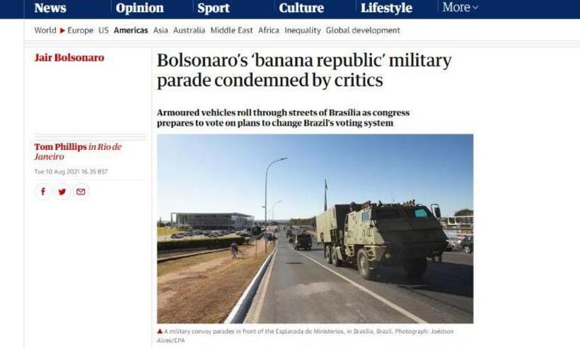 Jornal inglês sobre desfile militar: 'República de bananas de Bolsonaro' - THE GUARDIAN/REPRODUÇÃO