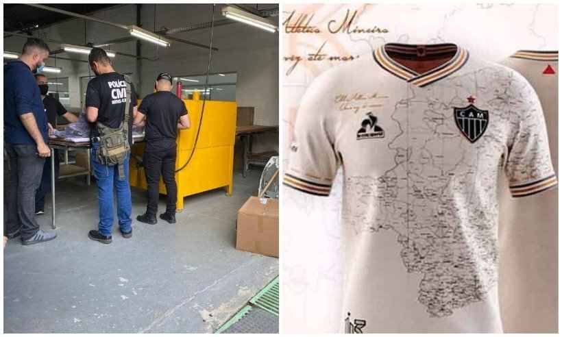Camisas comemorativas falsificadas do Galo são apreendidas pela polícia - PCMG/Divulgação   Reprodução/Atlético