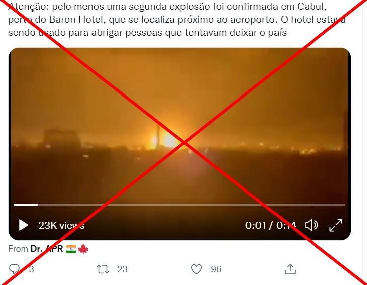 Esta explosão noturna é anterior ao atentado no aeroporto de Cabul de 26 de agosto