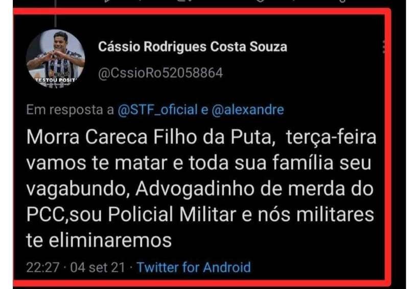 PF prende ex-PM que ameaçou Moraes em Conselheiro Lafaiete (MG) - Reprodução/Twitter