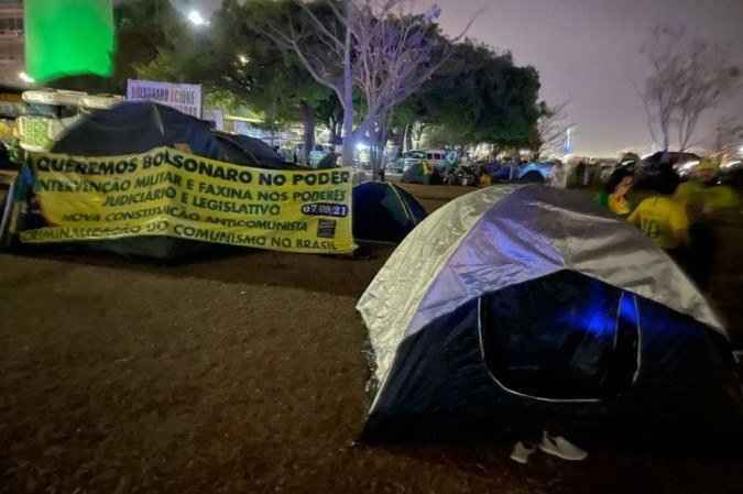 Manifestantes pró-Bolsonaro acampam na Esplanada dos Ministérios - Gabriel Medonça/Especial para o Correio