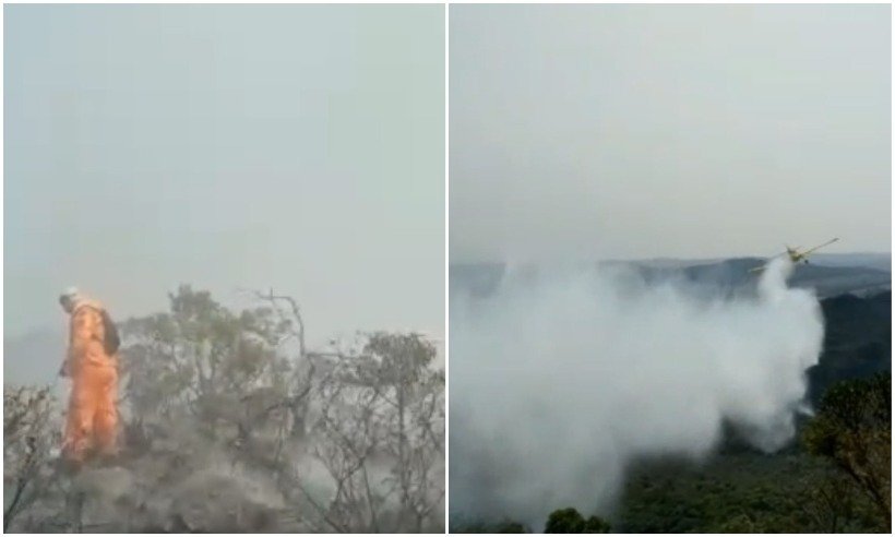 Incêndio de 'enormes proporções' já dura 72 horas em vegetação de Minas - Corpo de Bombeiros/Divulgação