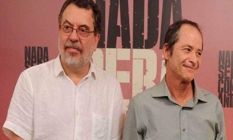 Jorge Furtado e Guel Arraes discutem o bolsonarismo na peça 'O debate' - TV Globo/divulgação
