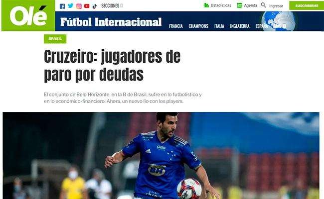 Greve dos jogadores do Cruzeiro ganha repercussão internacional - Reprodução