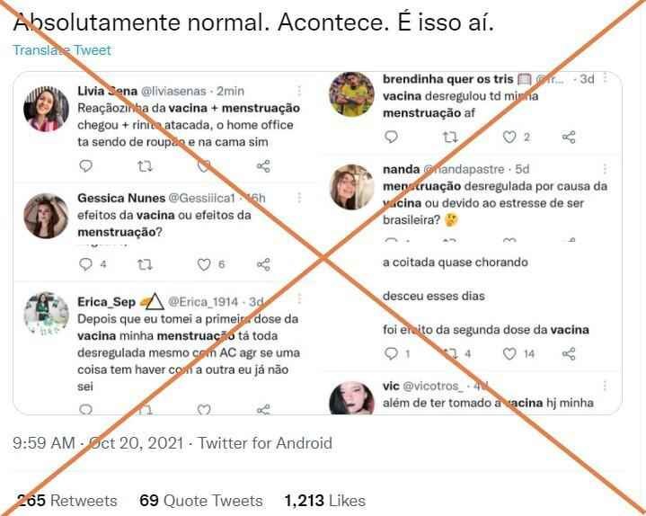 Não há comprovação de que vacinas anticovid causem distúrbios menstruais - reprodução