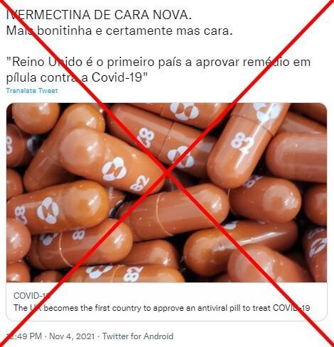 Antiviral molnupiravir, aprovado no Reino Unido para tratar covid, não é ivermectina "repaginada"
