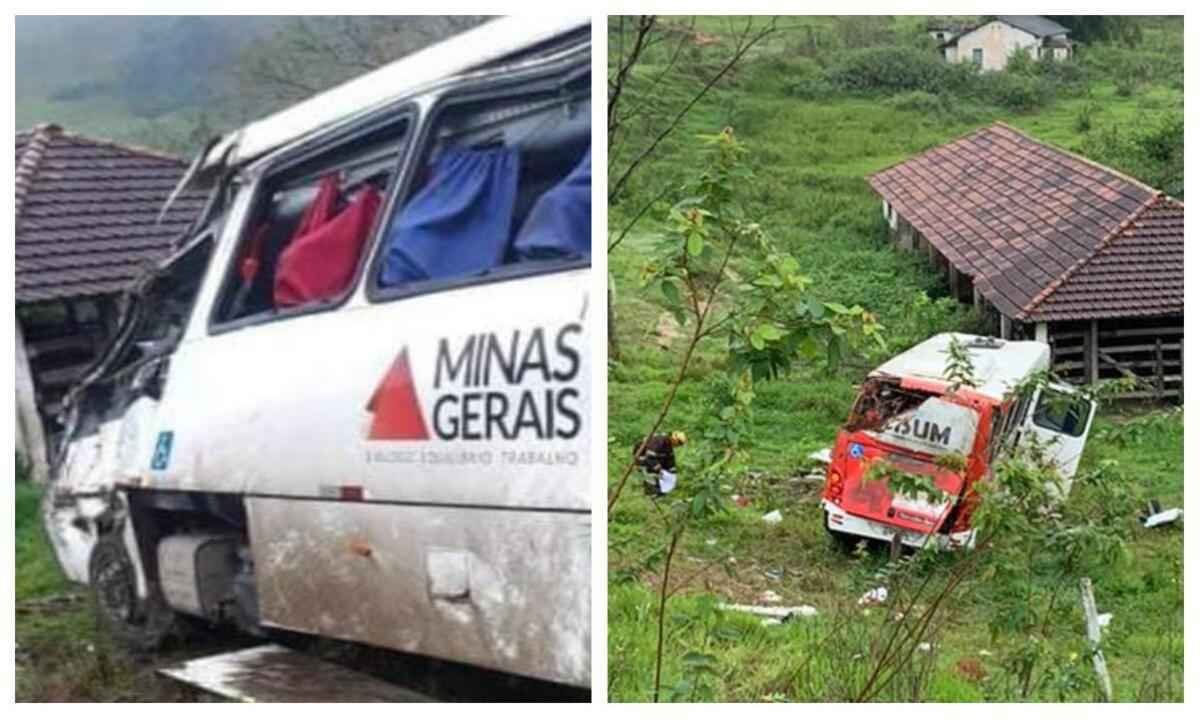 Ônibus que levava pessoas para consultas capota e deixa um morto - Corpo de Bombeiros/Divulgação
