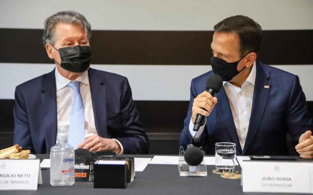 Doria e Virgílio anunciam 'novo app' para as prévias do PSDB - Luis Blanco/Equipe JD/Divulgação 
