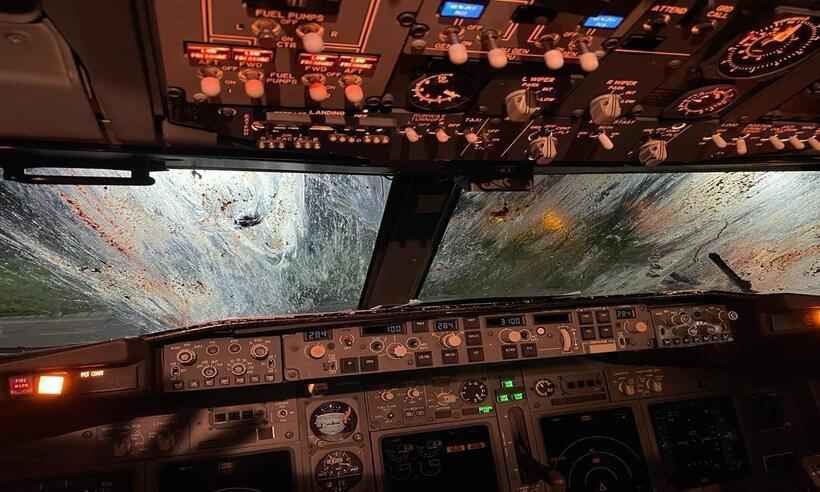 Avião em chamas pousa na Itália após atingir garças, veja vídeo  - @TACGAirSafety Twitter/Reprodução 