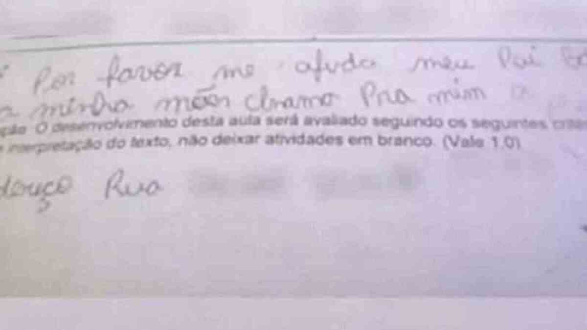 Menino escreve em prova que pai bate na mãe dele e escola chama polícia - Reprodução