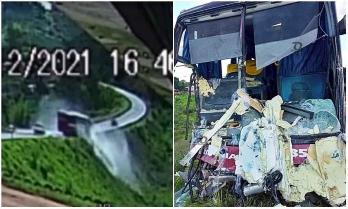 Batida entre caminhão e ônibus mata duas pessoas e vídeo impressiona - Reprodução/Redes sociais