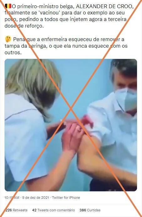 O vídeo de um político belga fingindo se vacinar mostra uma simulação