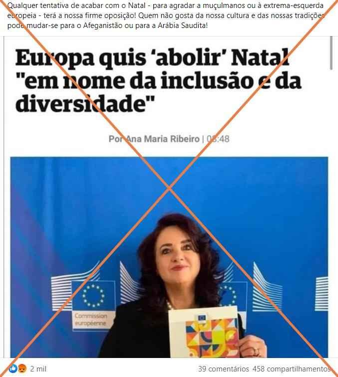 Checamos: Comissão Europeia não propôs 'abolir' o Natal - Reprodução
