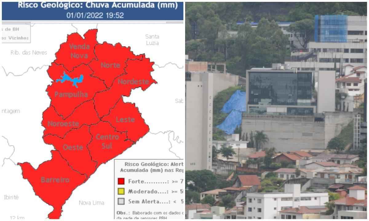BH no vermelho: toda a capital mineira tem alto risco de desabamentos  - Defesa Civil de BH/Divulgação e Juarez Rodrigues/EM/D.A Press