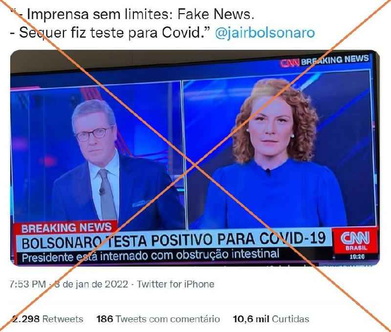 CNN errou na tarja, mas deu informação correta sobre teste negativo de covid-19 de Bolsonaro