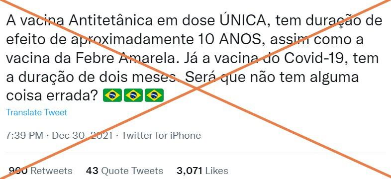 Vacinas anticovid não são comparáveis com as de tétano e febre amarela - Reprodução