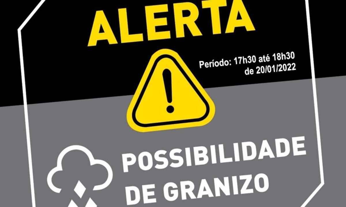 Atenção: BH tem alerta de chuva com possibilidade de granizo - Defesa Civil/ dvulgação