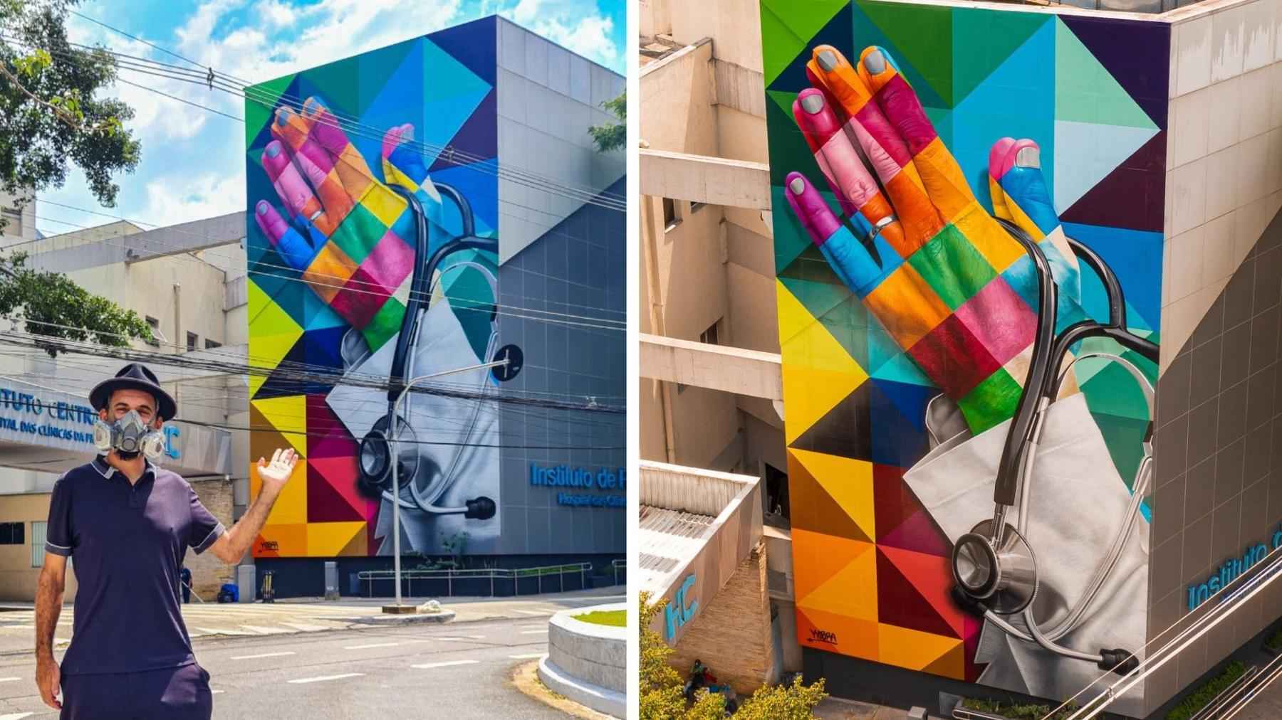 No aniversário de SP, Eduardo Kobra doa dois grandes murais para a cidade - drone.cyrillo/ Divulgação