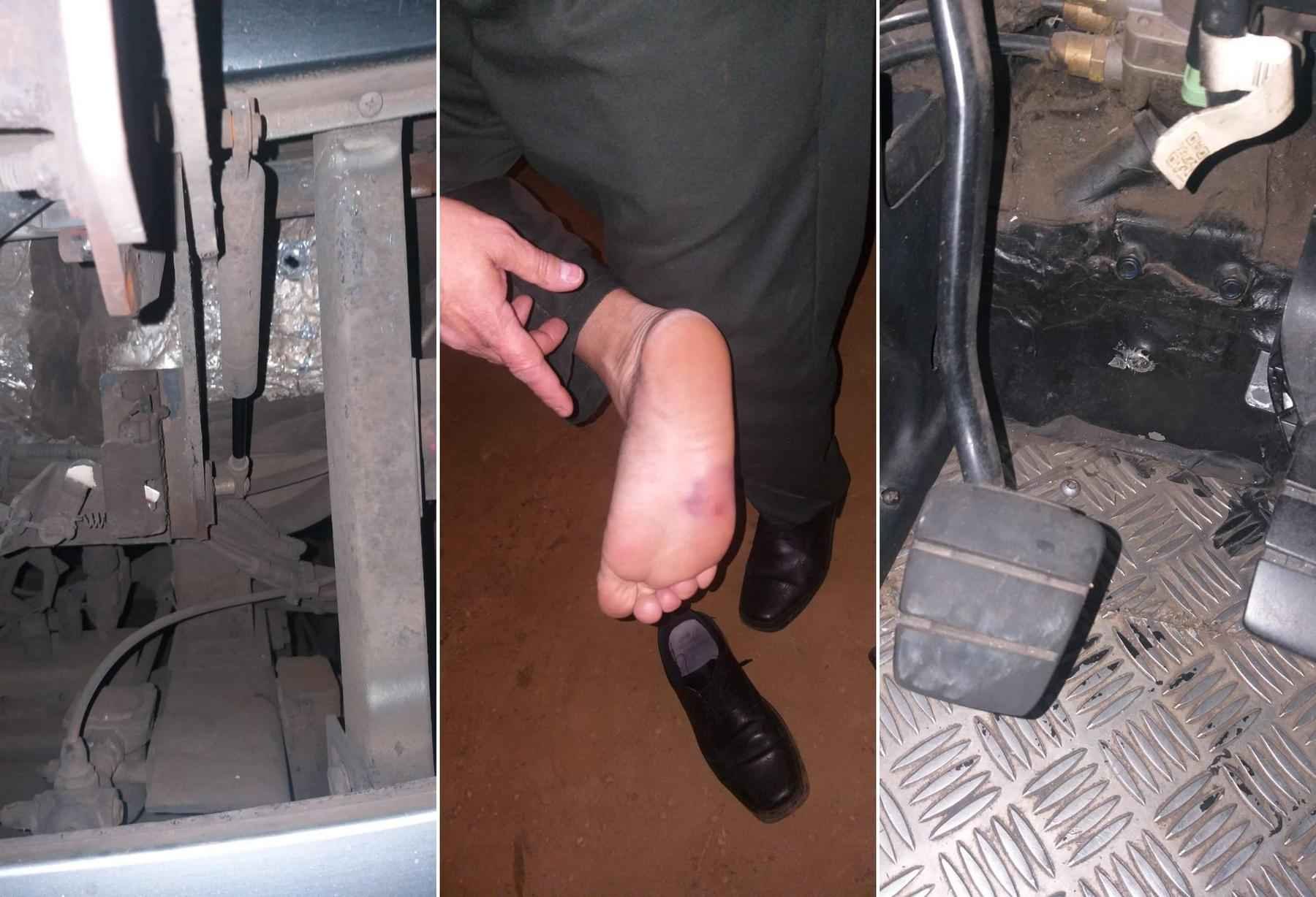 Tiro atinge sapato de motorista de ônibus durante assalto em rodovia - Polícia Rodoviária Federal/Divulgação