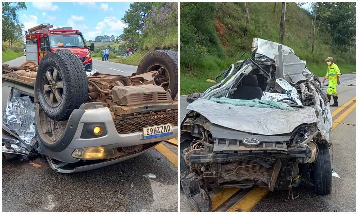 Acidente na BR-040 mata três pessoas e fere outras duas gravemente - Corpo de Bombeiros/Divulgação