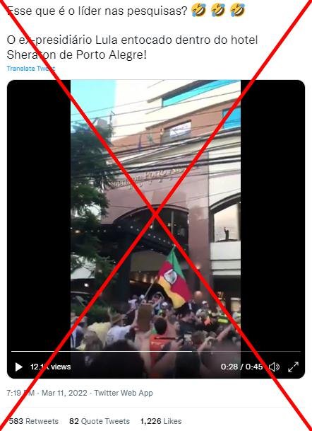 Manifestação contra Lula em frente a hotel foi em 2018, não em 2022 - Reprodução