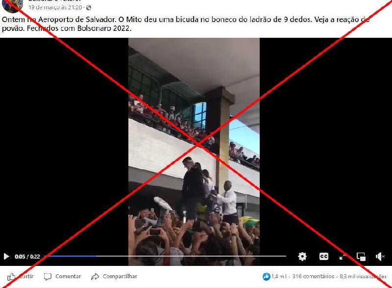 Vídeo de 2018 circula como se mostrasse Bolsonaro no aeroporto de Salvador em março de 2022