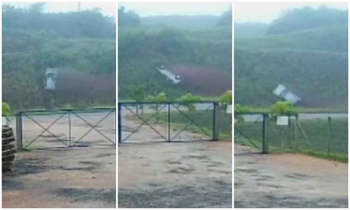 VÍDEO: motorista sobrevive após carro capotar e 'voar', em Leopoldina - Câmera de monitoramento/Reprodução