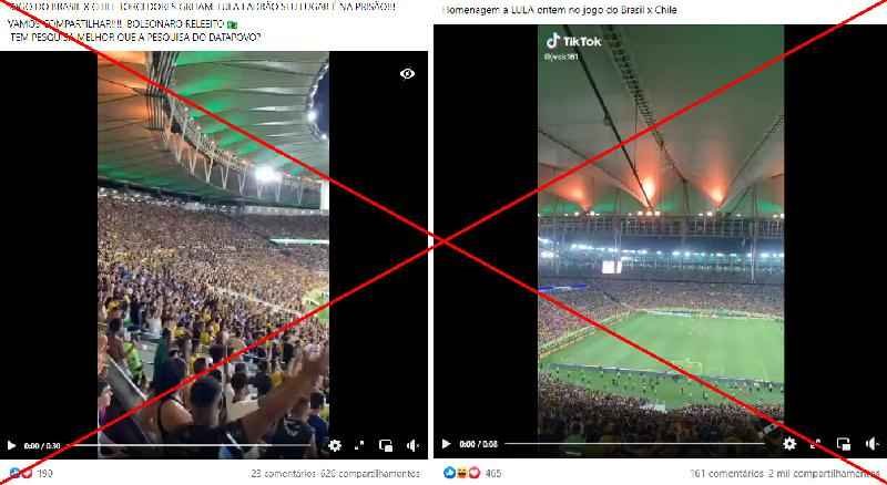 Torcida de Brasil x Chile não xinga Lula em vídeos viralizados nas redes; áudios não são originais