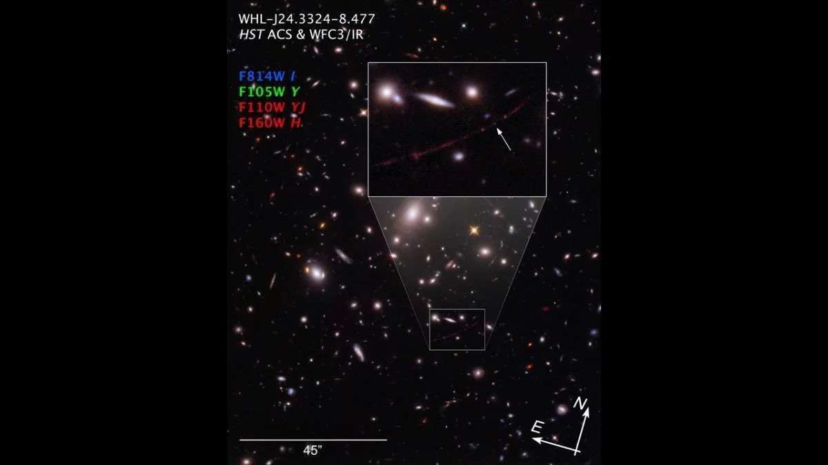 Nasa diz que a estrela mais distante já vista foi descoberta pelo Hubble - NASA, ESA, Brian Welch (JHU), Dan Coe (STScI); Image processing: NASA, ESA, Alyssa Pagan (STScI)