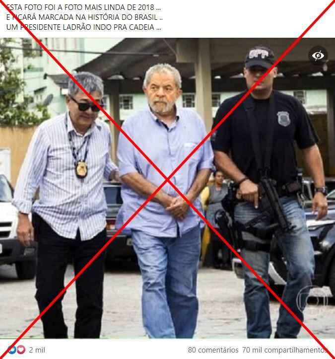 Suposta foto de Lula sendo preso foi alterada e é de 2015 - Reprodução