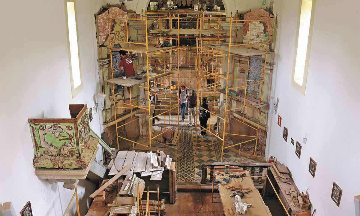 Restauração da capela de Boa Morte chega à fase final - Fotos: Juarez Rodrigues/EM/D.A Press