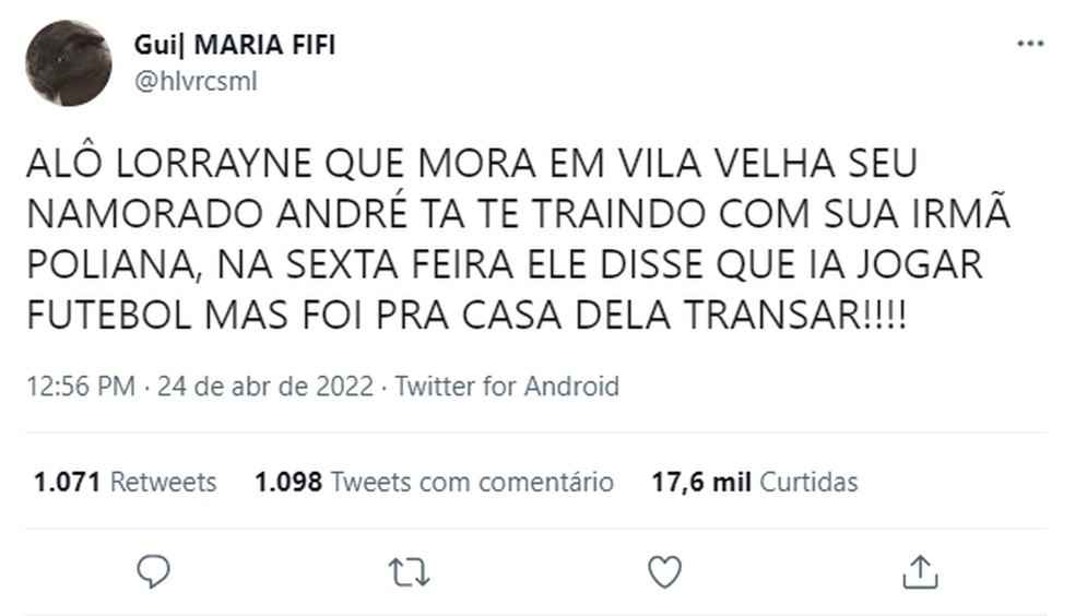 Mulher termina com namorado após traição vir à tona pelo Twitter; entenda  - Reprodução Twitter