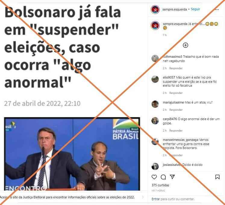 Bolsonaro não citou possível 'suspensão' de eleições, mas 'suspeição'
