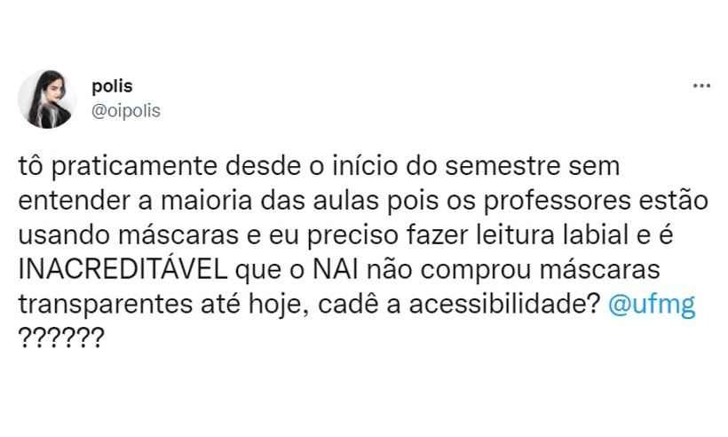 UFMG não oferece recursos para a inclusão de estudante deficiente auditiva - Twitter/Reprodução