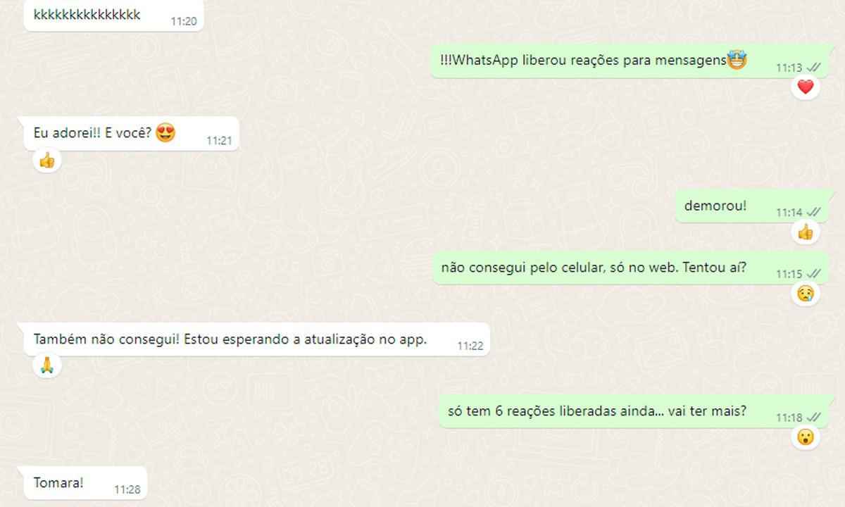 WhatsApp libera reações em mensagens no Brasil. Saiba como usar - Reprodução Whatsapp