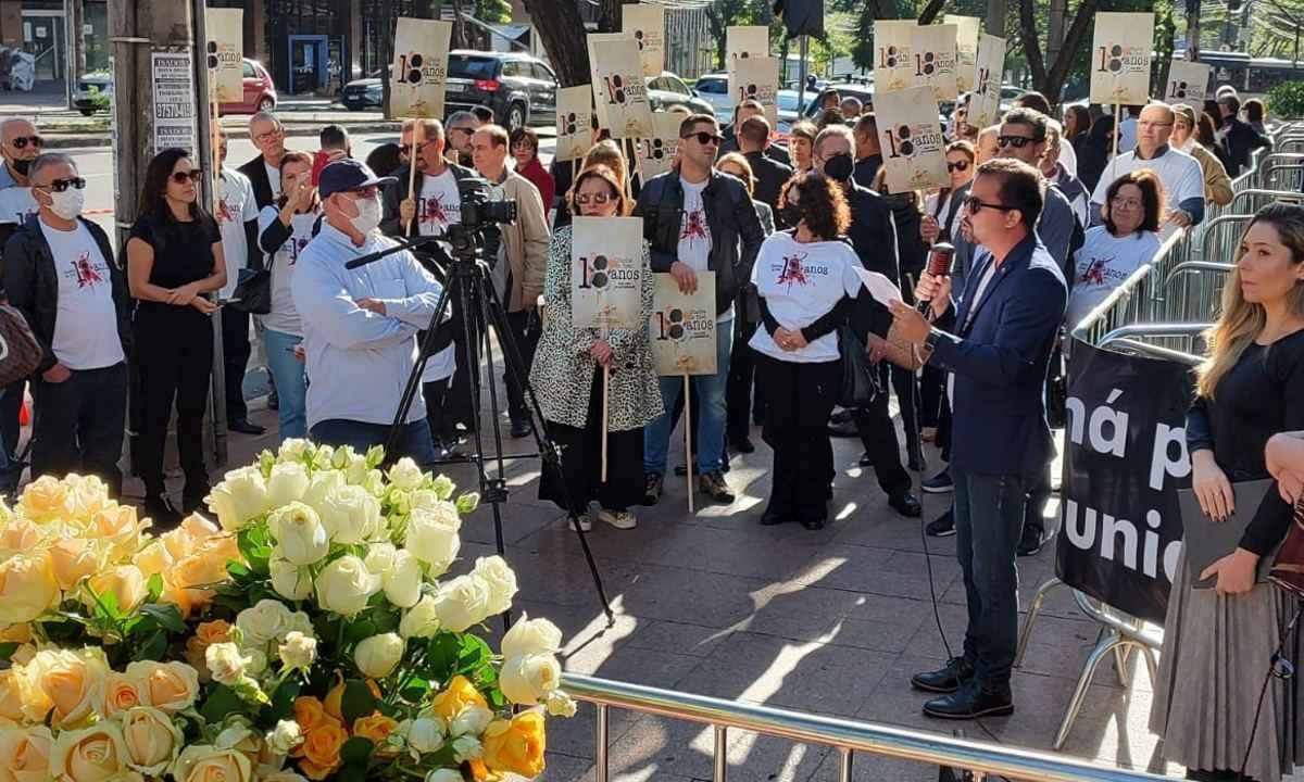 Chacina de Unaí: protestos marcam 1º dia de julgamento de Antério Mânica   - Jair Amaral/EM/D.A Press