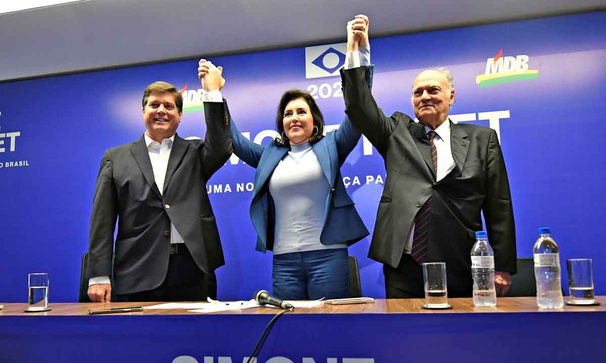 Simone Tebet é pré-candidata do MDB, mas o apoio do PSDB ainda é incerto - Ed Alves/CB/D.A Press