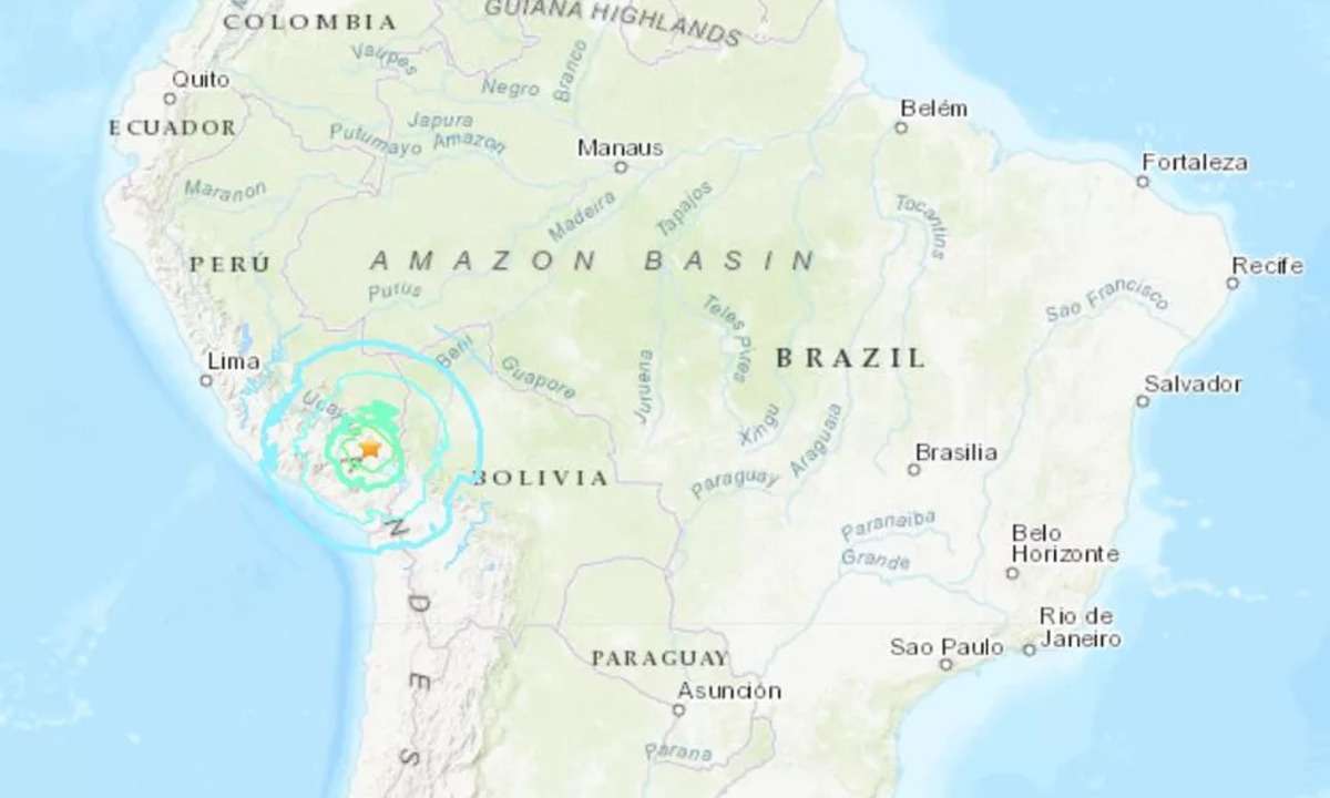 Terremoto de magnitude 7,2 atinge sul do Peru  - Reprodução/USGS