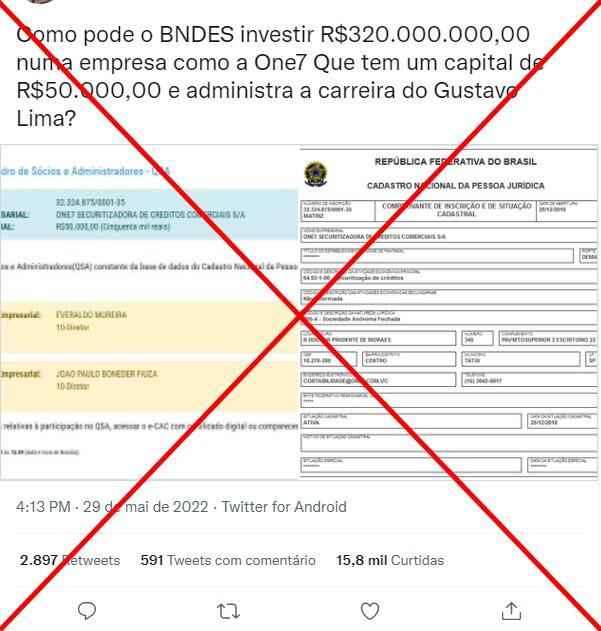 BNDES não investiu R$ 320 milhões em empresa que administra Gusttavo Lima - Reprodução