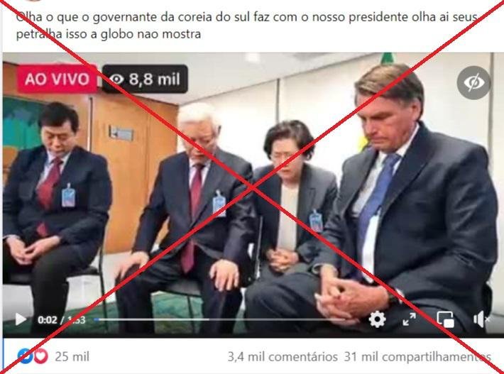 Homem que reza com Bolsonaro em vídeo é pastor, e não o presidente da Coreia do Sul