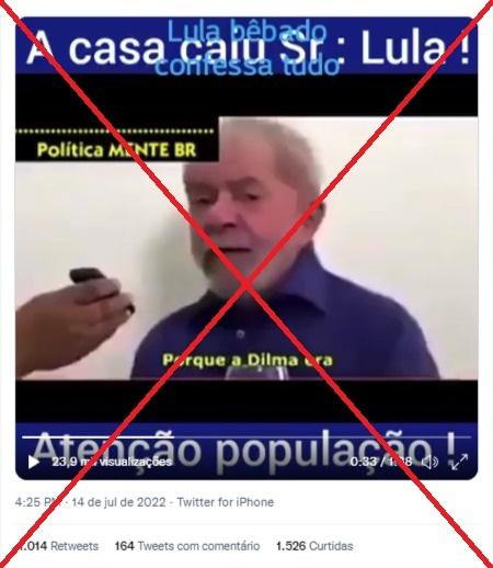 É montagem vídeo de Lula 'confessando' que o PT é uma organização criminosa - Reprodução