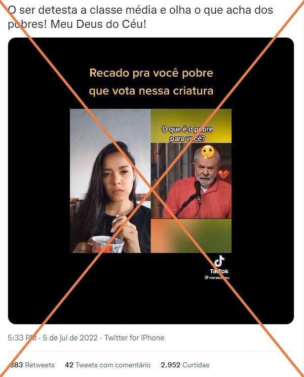 Discurso de Lula foi tirado de contexto para parecer que chamou pobres de descartáveis