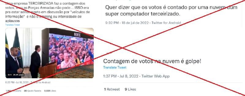 Contagem de votos nas eleições não é feita por empresa privada e votos não ficam 'na nuvem'