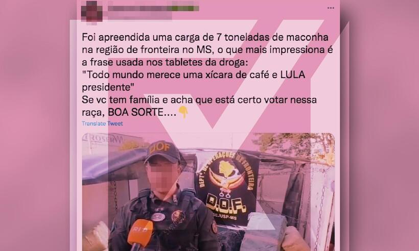Postagem engana ao associar o PT e Lula a apreensão de drogas no MS - Reprodução