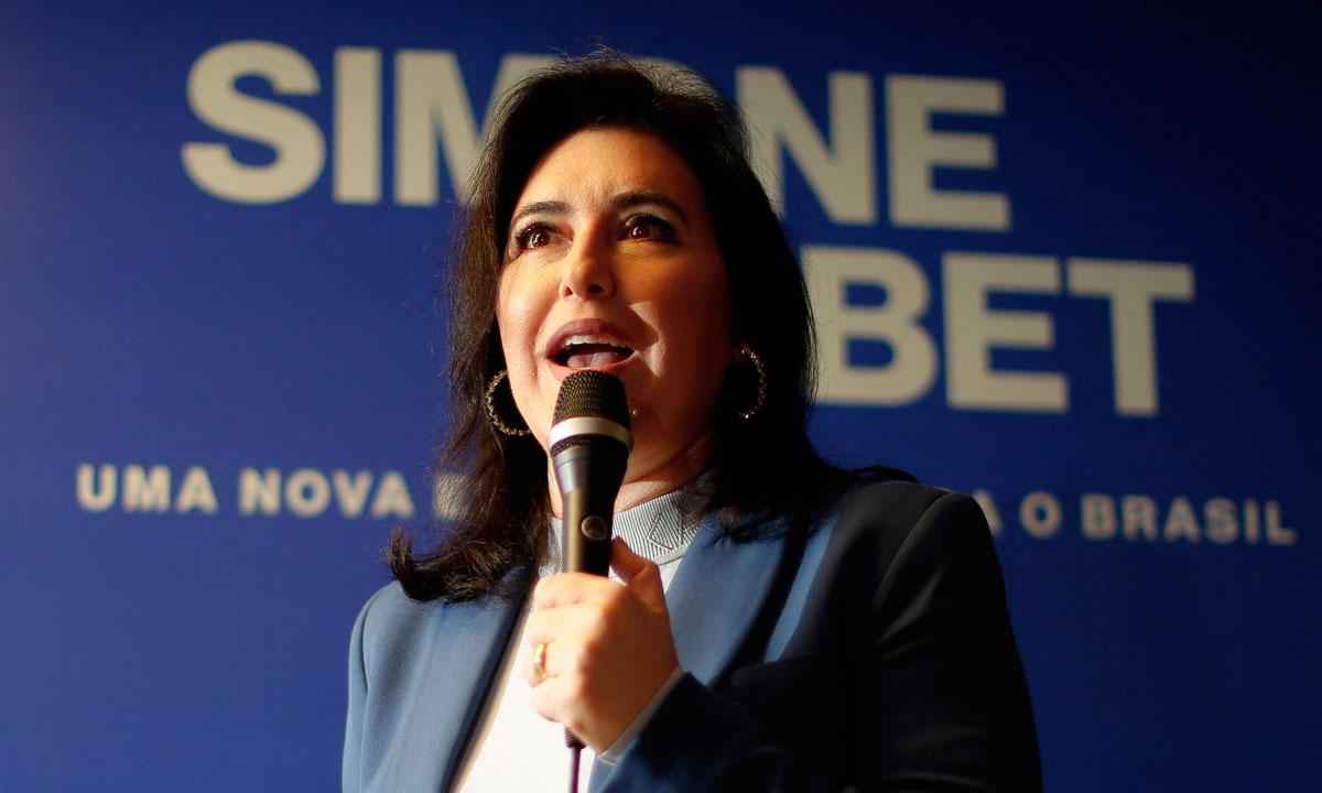 Simone Tebet completa a linha de largada da campanha presidencial - SERGIO LIMA/AFP