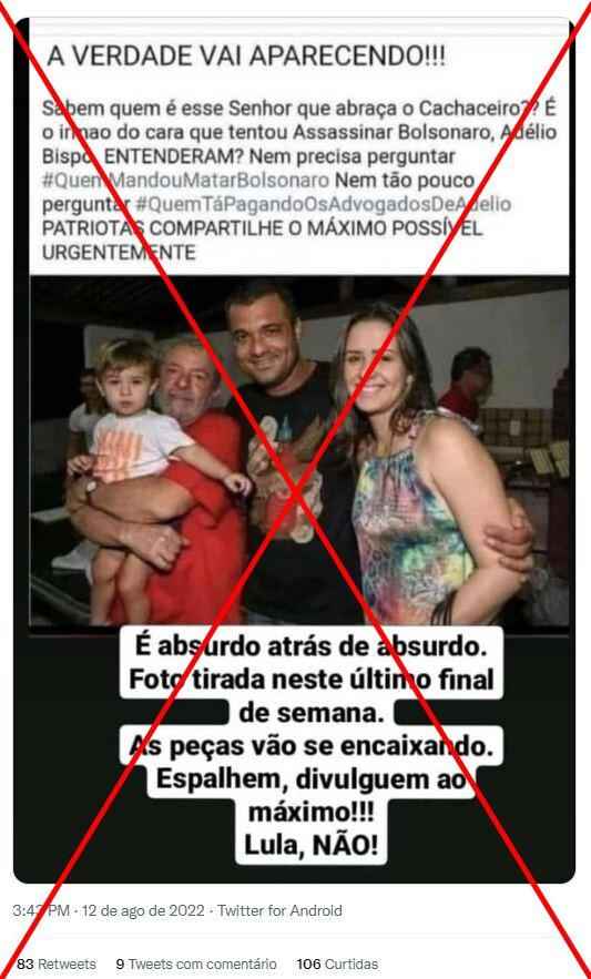 Homem que aparece ao lado de Lula em foto viral não é irmão de Adélio Bispo