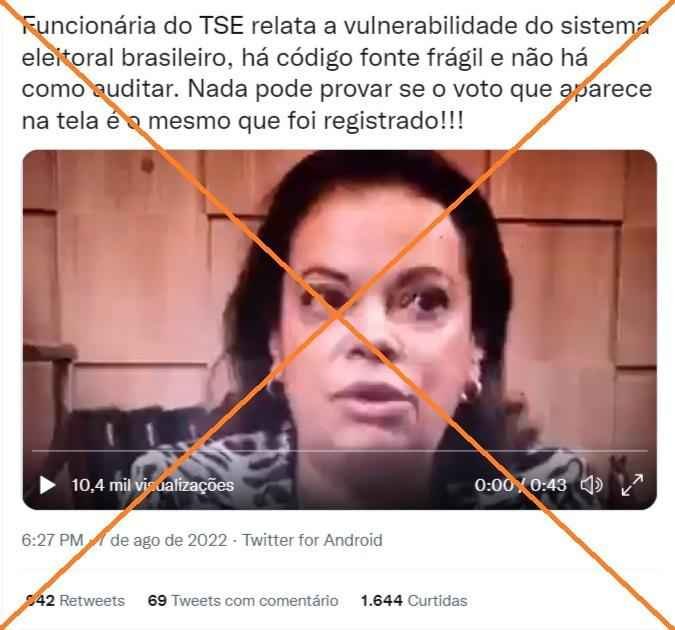 Mulher que diz em vídeo que sistema eleitoral brasileiro é "inauditável" não é funcionária do TSE