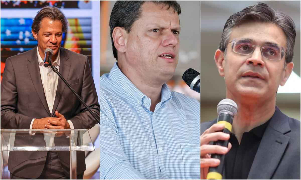 Paraná Pesquisas em SP: Haddad lidera e Tarcísio se distancia de Rodrigo - Montagem/EM