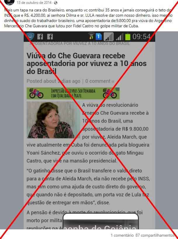 Viúva de Che Guevara não poderia receber aposentadoria no Brasil, ao contrário do viralizado