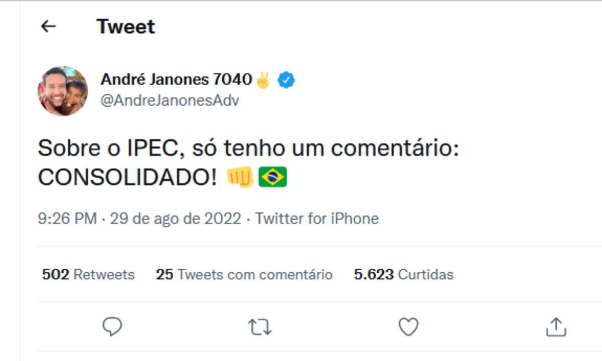 Janones sobre vantagem de Lula na pesquisa IPEC: 'Consolidado' - Reprodução/Twitter